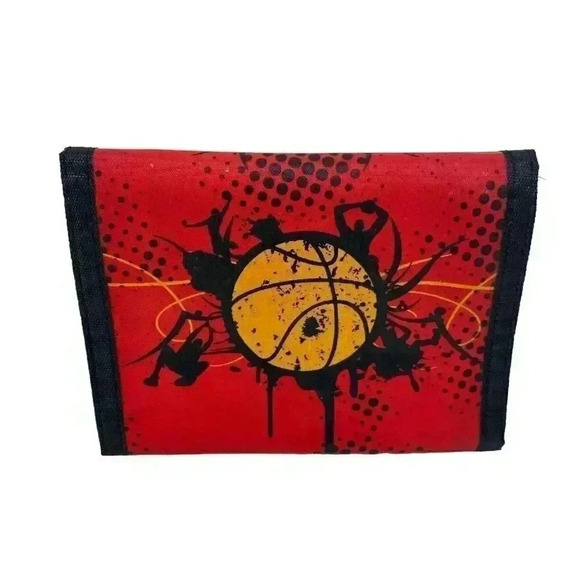 Basketball Vintage 90s Tri Fold Wallet Hook & Loop - Picture 1 of 5